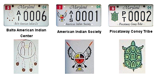 License Plates of American Indians in Maryland