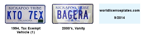 Other License Plates of the Kickapoo Tribe