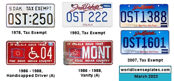 Other License Plates of the Oglala Sioux