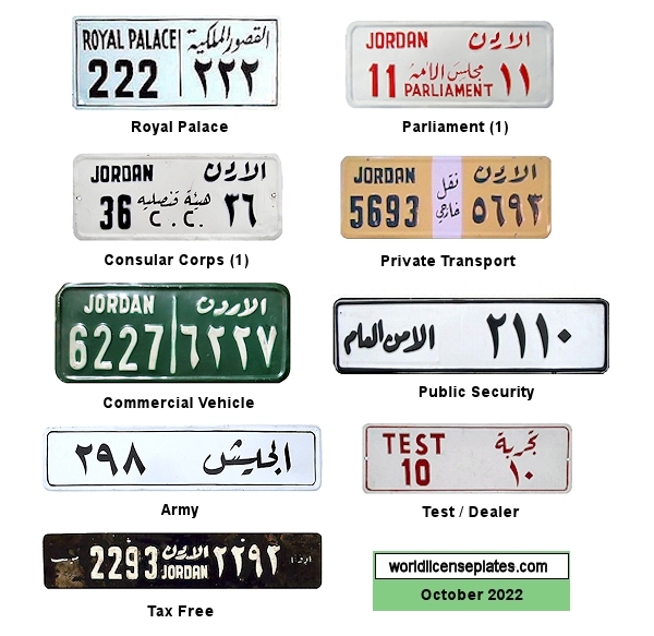 License Plates of Jordan