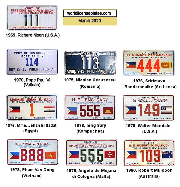 Philippines State Visits License Plates