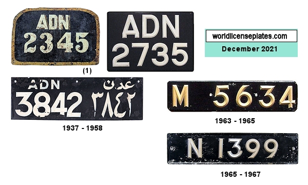 Aden Colony License Plates