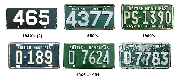 British Honduras Public Service License Plates