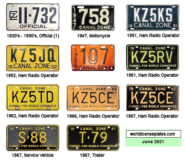 Panama Canal Zone License Plates