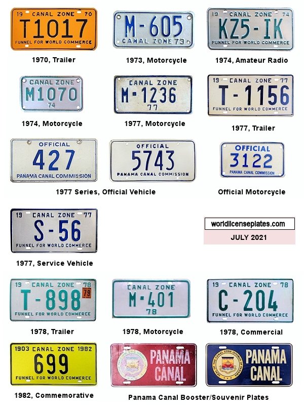 Panama Canal Zone License Plates
