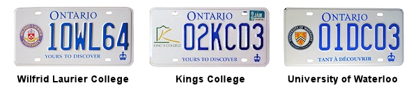 Universities, Education License Plates