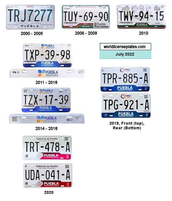 Puebla License Plates