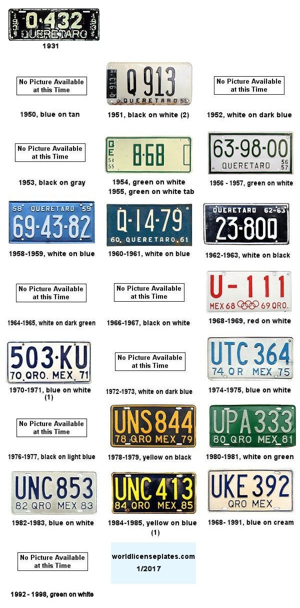 Queretaro License Plate History