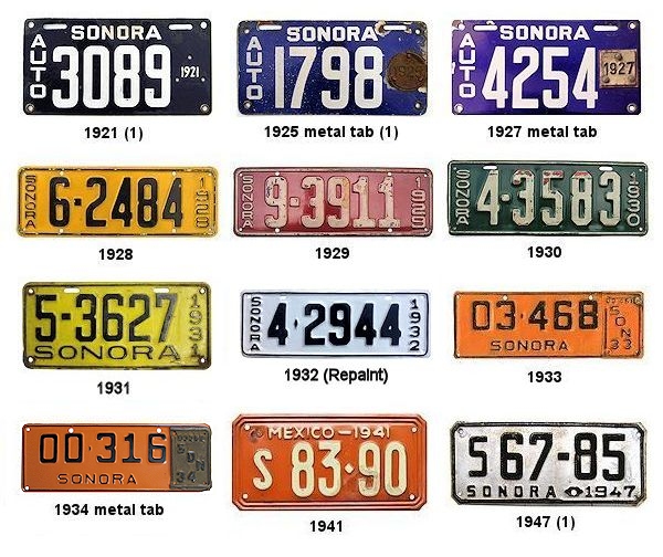 Sonora Plates 1920's - 1960's