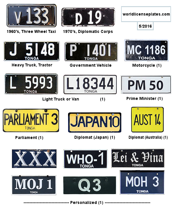 Tongan License Plates