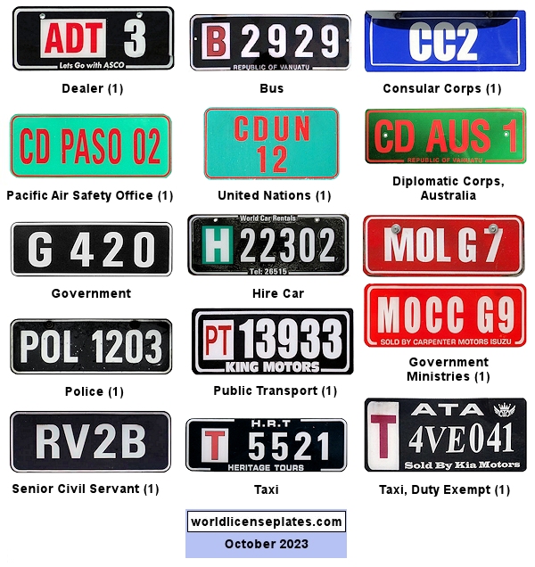 Other Vanuatu License Plates