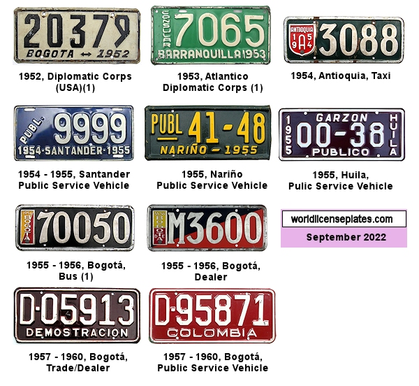 Colombian License Plates