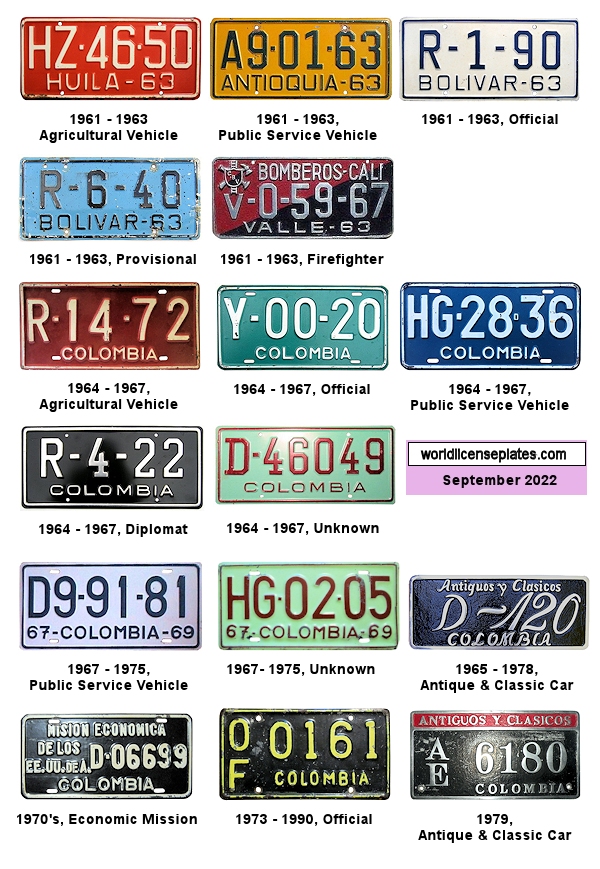 Colombian License Plates