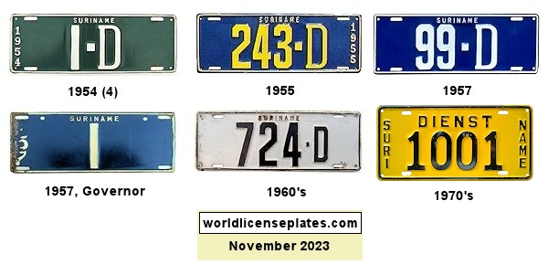 Suriname Official Vehicle License Plates