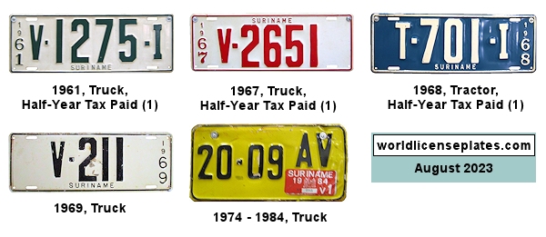 Suriname Truck Trailer License Plates