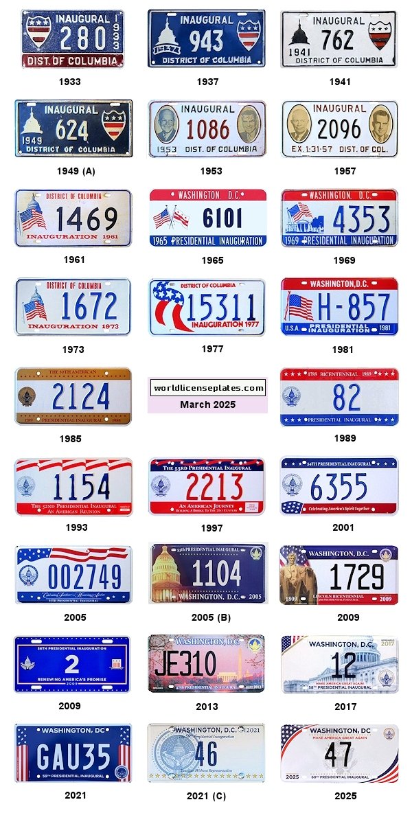 Presidential Inauguration License Plates