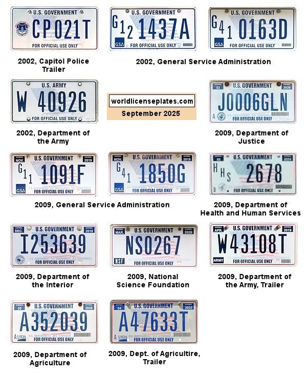 US Government License Plates