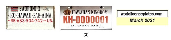 Hawaiian Kingdom Government License Plates