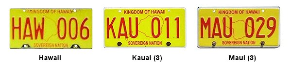 Reinstated Hawaiian Kingdom Government License Plates