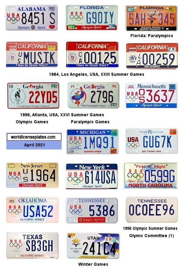 Olympic License Plates of the USA