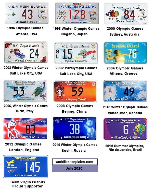 Olympic License Plates of the USVI