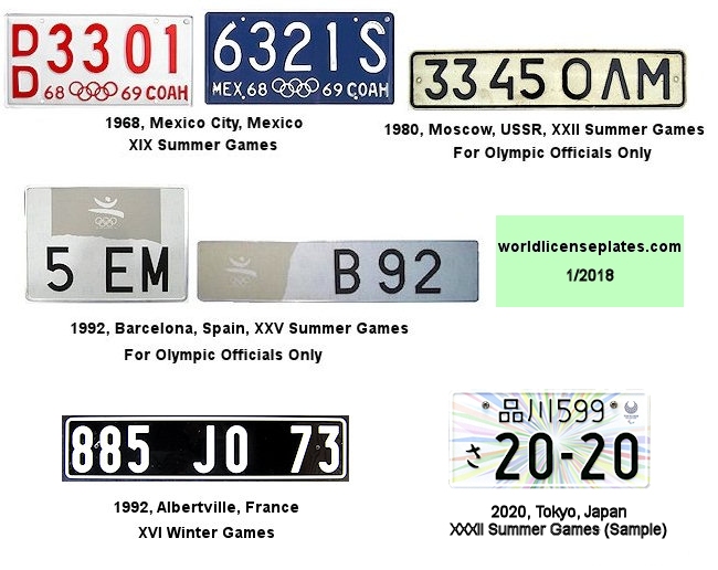 Olympic License Plates of the World