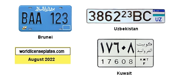 License Plate Prototypes of Asia
