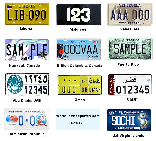Sample License Plates