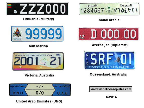 Sample License Plates